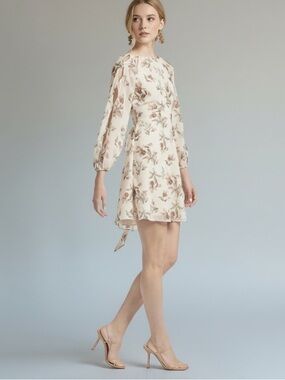 SACHIN + Babi Bevvy Dress in Eggshell Venetia Petals Floral Chiffon Mini Anthro